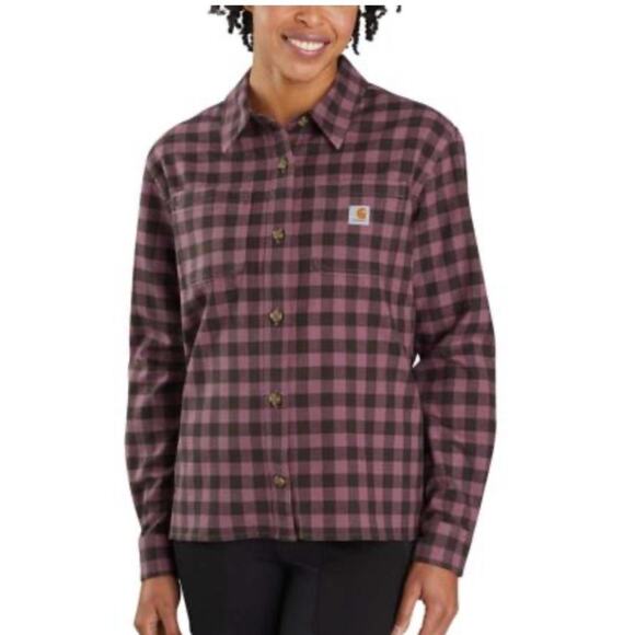 Carhartt Rugged Flex Loose Fit Midweight Flannel Long Sleeve Plaid Shirt Size L - Picture 1 of 8